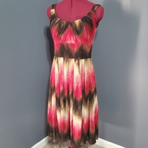 R&M Richards Vibrant Pink and Brown Midi Dress